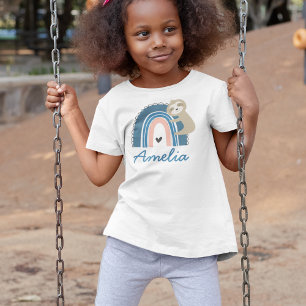 Camiseta Cute Sloth Rainbow Name Kid's