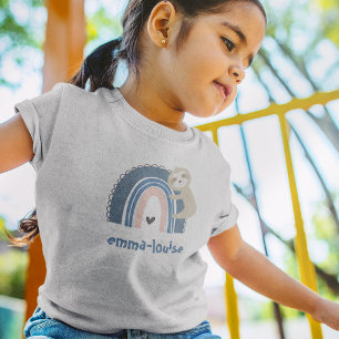 Camiseta Cute Sloth Rainbow Name Kid's