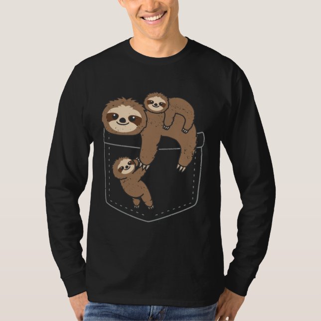 Camiseta Cute Sloths In Pocket Lazy Sloth  Animal Owner Gra (Frente)