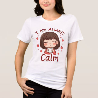 Camiseta Cute Smiling Cartoon Girl, I Am Always Calm Design