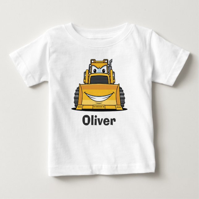 Camiseta Cute Smiling Construction Vehicle Bulldozer (Frente)