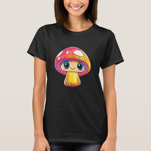 Camiseta Cute Smiling Mushroom Fantasy Art (Frente)