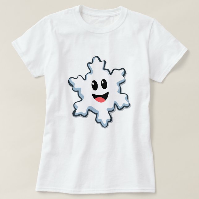 Camiseta Cute Smiling Snowflake – Happy Christmas (Frente do Design)