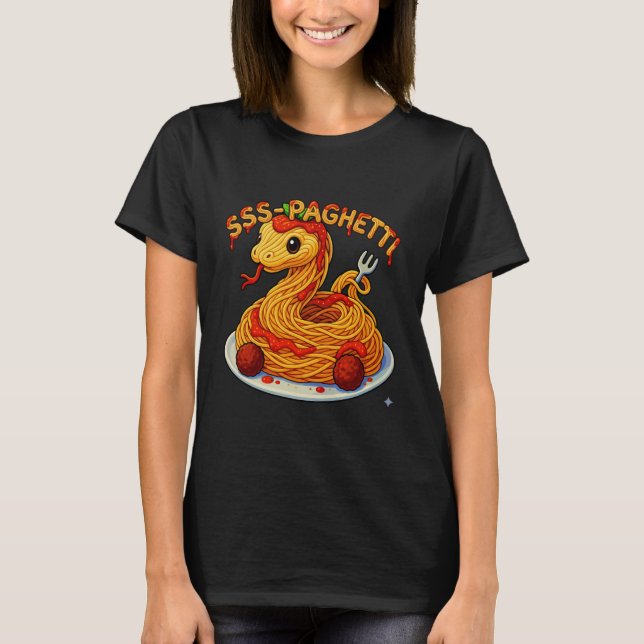 Camiseta Cute Snake Pasta Danger Noodle Pun Spaghetti (Frente)