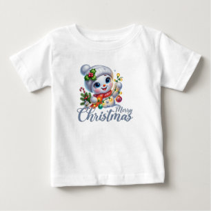 Camiseta Cute Snowgirl Merry Christmas Lights