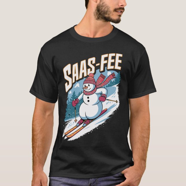 Camiseta Cute Snowman Skiing (Frente)