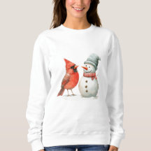Cute Snowman with Bird Winter Christmas Scene