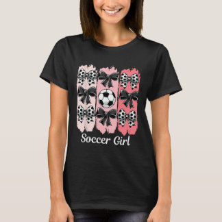 Camiseta Cute Soccer Girl Coquette Bow Soccer Girl Soccer B