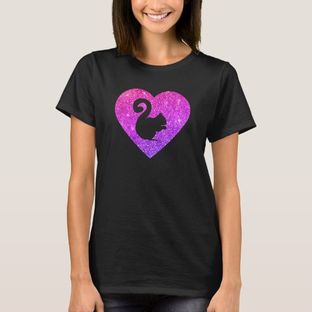 Camiseta Cute Squirrel Heart  For Girls and Women (Frente)