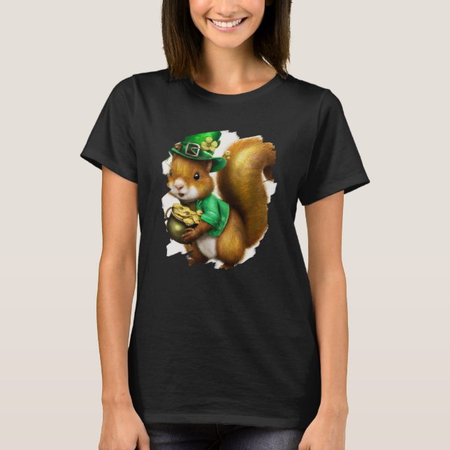 Camiseta Cute Squirrel Leprechaun St Patricks Day Squirrel (Frente)