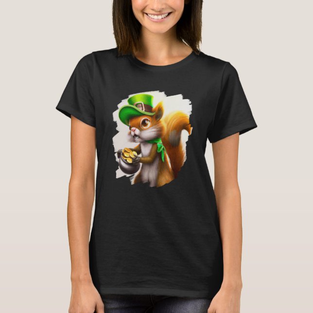 Camiseta Cute Squirrel Leprechaun St Patricks Day Squirrel  (Frente)