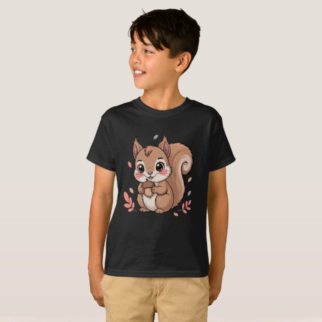 Camiseta Cute Squirrel with Acorn | Autumn Animal Fall (Frente Completa)
