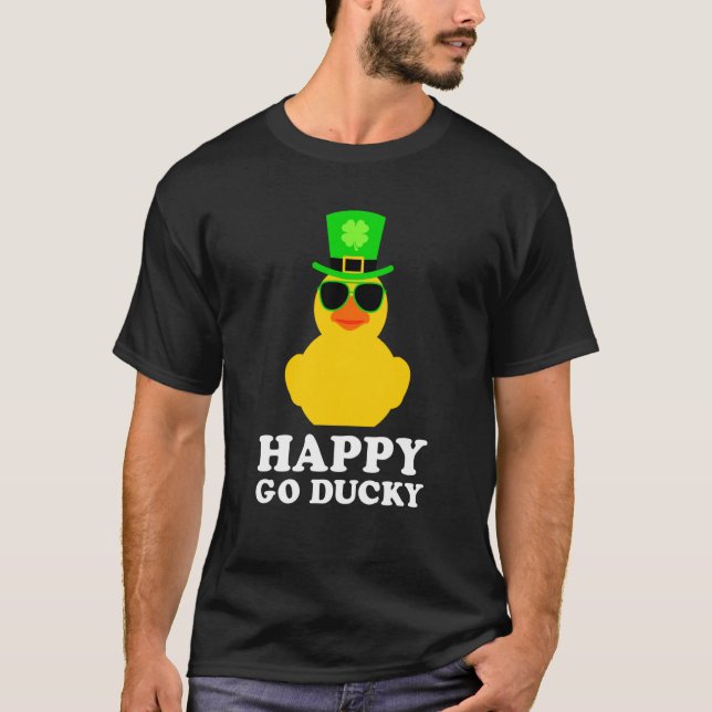 Camiseta Cute St Patrick's Day Rubber Duck Sunglasses Hat P (Frente)