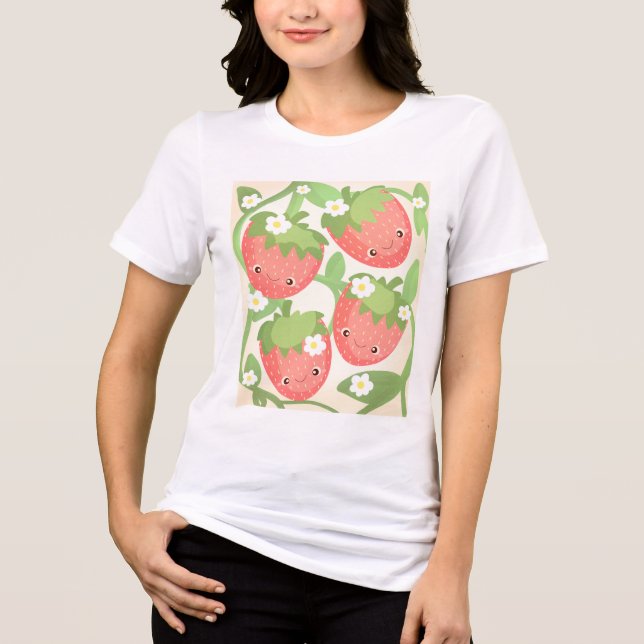 Camiseta Cute Strawberry Garden  (Frente)