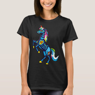 Camiseta Cute Sugar Skull Unicórnio Mexicano Dia das Bruxas