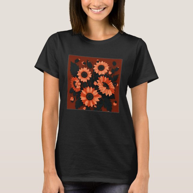 Camiseta Cute Sun Flower Illustration Unique Leaf Plants Wo (Frente)