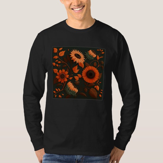 Camiseta Cute Sun Flower Illustration Unique Leaf Plants Wo (Frente)