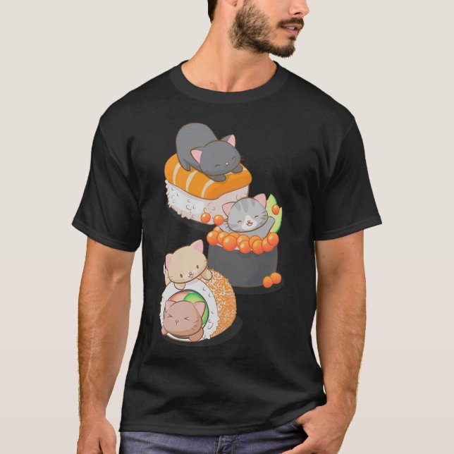 Camiseta Cute Sushi Cat Kawaii Japanese Sushi Cat Otaku Kaw (Frente)
