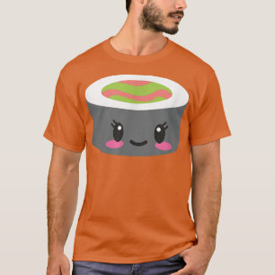 Camiseta Cute Sushi Face Nigiri Maki Sashimi Salmon Japão F