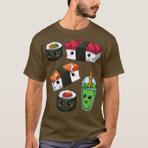 Camiseta Cute Sushi Hug Salmon Maki Anime Japonês Manga Te