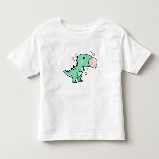 Camiseta Cute T-Rex Blowing Bubble Gum for Kids Birthday (Frente)