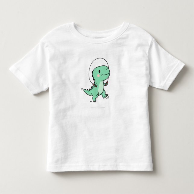 Camiseta Cute T-Rex Jumping Rope for Kids (Frente)