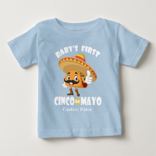 Camiseta Cute Taco WHTXT Baby's First Cinco de Mayo (Frente)