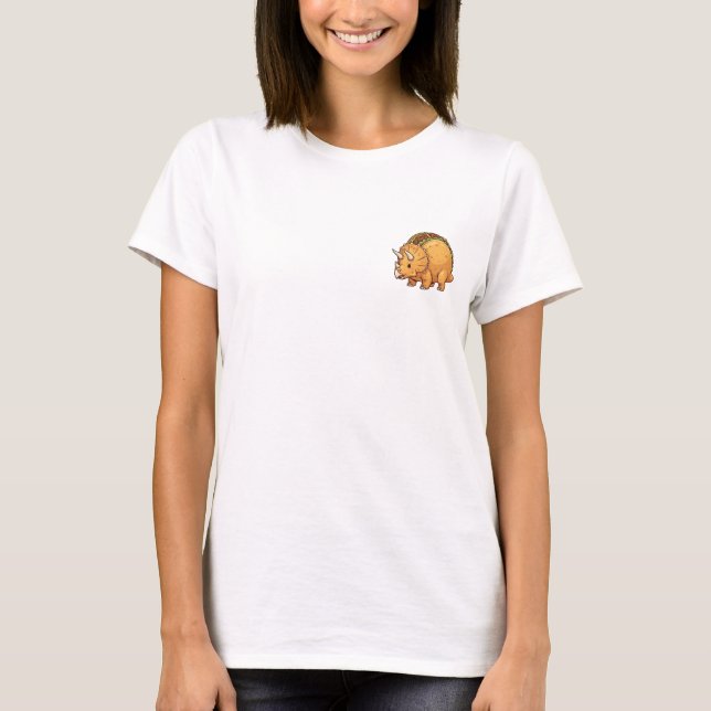 Camiseta Cute Tacosaurus Triceratops Taco Hybrid Cartoon (Frente)