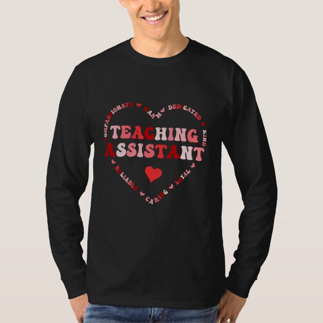 Camiseta Cute Teaching Assistant Valentines Day Heart  1 (Frente)