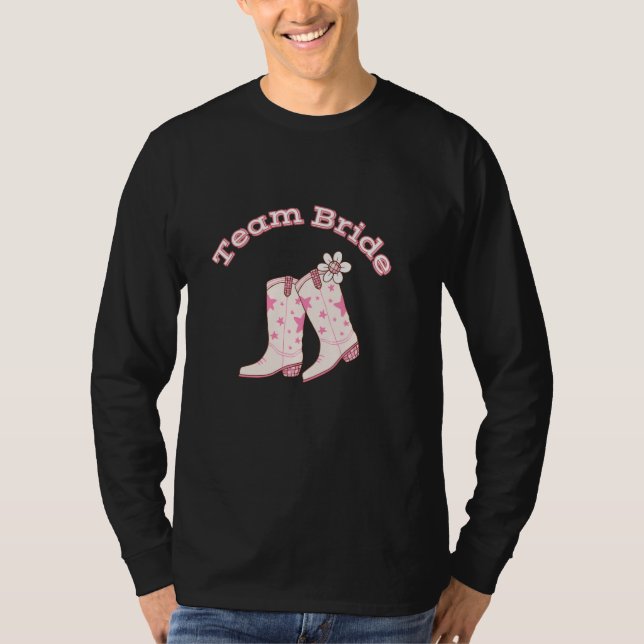 Camiseta Cute Team Bride daisy cowboy boot western bachelor (Frente)