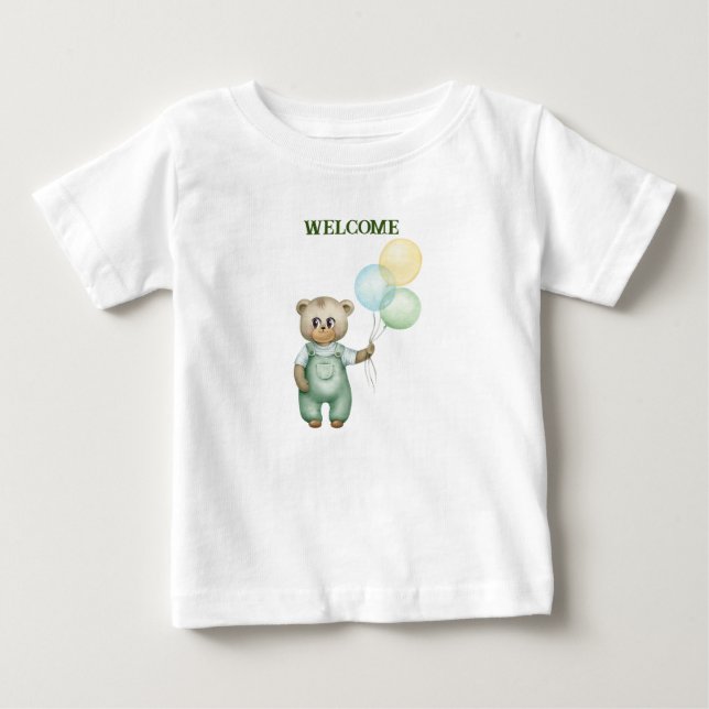 Camiseta cute teddy bear green background (Frente)