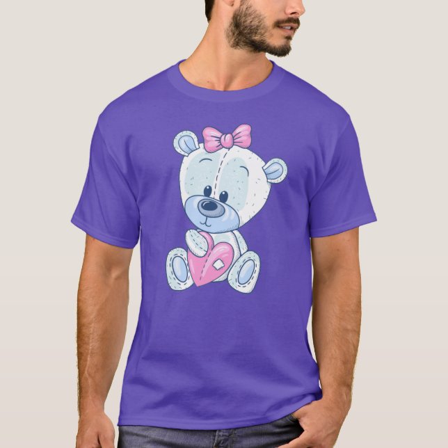 Camiseta Cute Teddy Bear Love Heart (Frente)