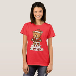 Camiseta Cute Teddy Bear Santa Happy New Year Sticker