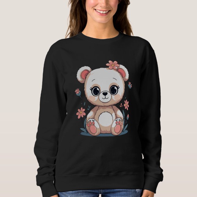 Camiseta Cute Teddy Bear with Flowers Pastel Nursery (Frente)