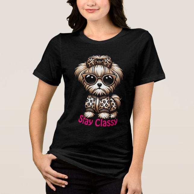 Camiseta Cute Terrier Yorkshire Puppy 'Keep Classy' Persona (Frente)