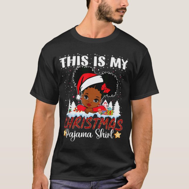 Camiseta Cute This Is My Christmas Pajama Black African Ame (Frente)