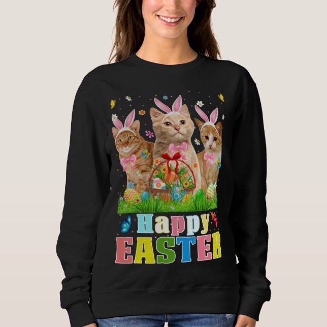 Camiseta Cute Three Bunny Cats & Easter Egg Basket Easter D (Frente)