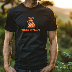 Camiseta Cute tibetano spaniel halloween irônico laranja