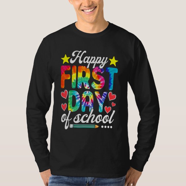 Camiseta Cute Tie Dye Back To School  Happy First Day Of Sc (Frente)