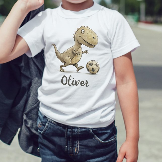 Camiseta Cute Tiny Trex Jogando Futebol (Criador carregado)