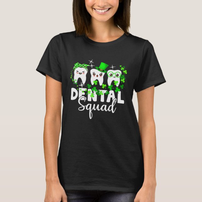 Camiseta Cute Tooth Leprechaun Hat Dental Squad St Patrick  (Frente)