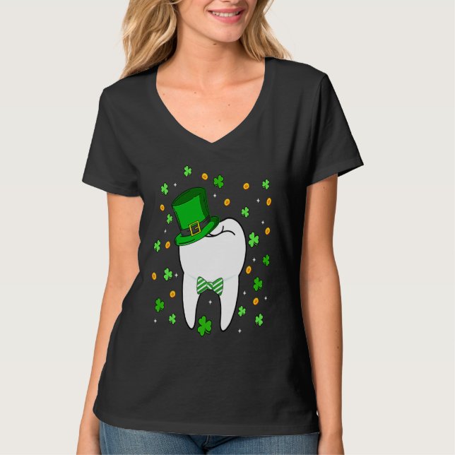 Camiseta Cute Tooth Leprechaun Hat Dental Squad St Patrick' (Frente)