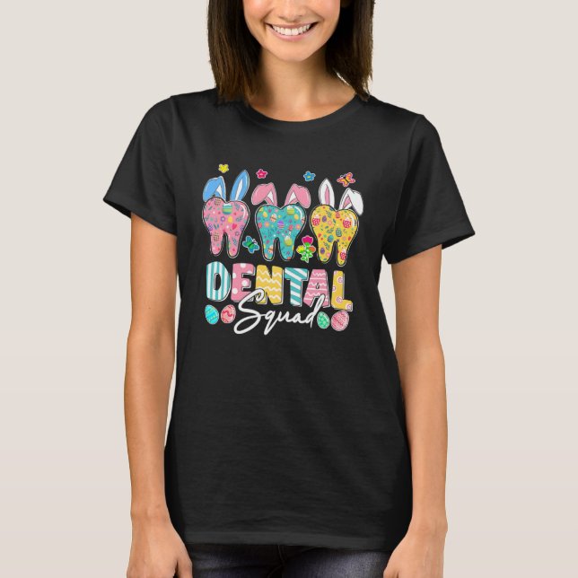 Camiseta Cute Tooth With Bunny Ear Easter Dental Squad Dent (Frente)
