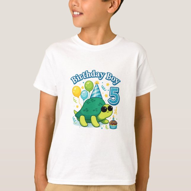 Camiseta Cute Turtle Birthday Boy 5 – Funny Turtle 5th Birt (Frente)