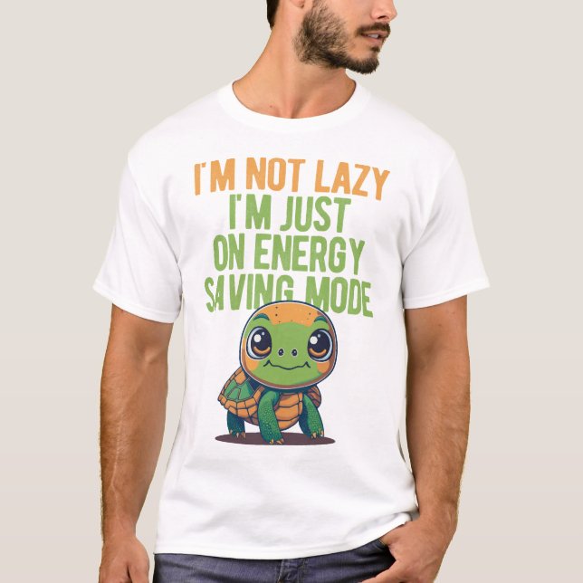 Camiseta Cute Turtle, Lazy Turtle, On Energy Saving Mode (Frente)