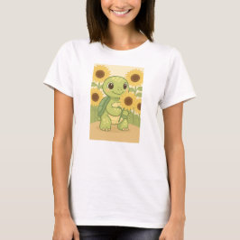 Camiseta Cute Turtle With Sunflowers