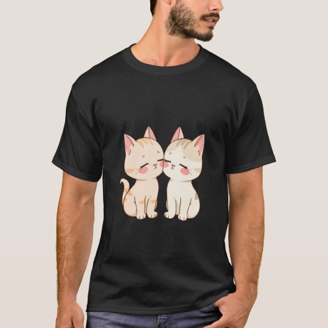 Camiseta Cute Two Kittens Touching Cheeks Love Sweet Art 💕 (Frente)