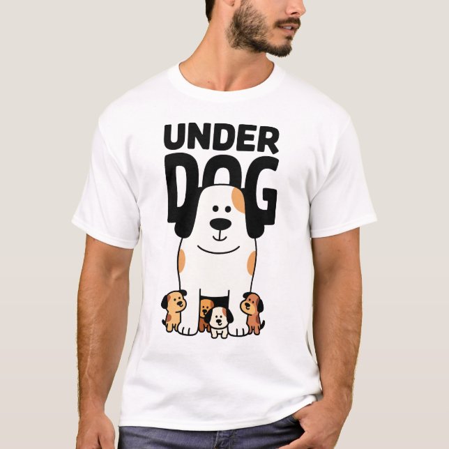 Camiseta Cute Underdog Puppy Group Cartoon (Frente)