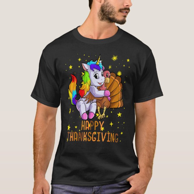 Camiseta Cute Unicorn Abraça as Felizes Meninas de Ação de  (Frente)