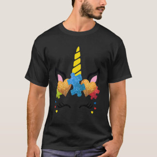 Camiseta Cute Unicorn Face Autism Awareness Kids Girls Wome